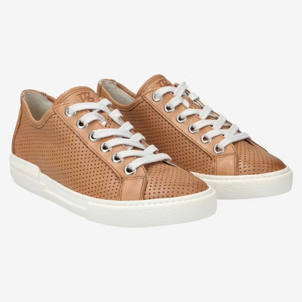 $450 Paul Green ADDIE PERFORATED Sneaker LEATHER BROWN WHITE 9 US (TE4)